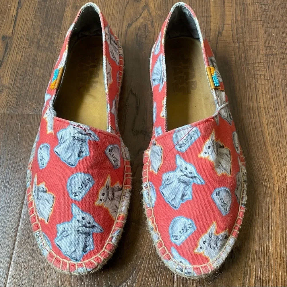 Star Wars Ubuntu Yoda Jute Afridrille Slip On Salmon Color Espadrille Shoe SZ 10